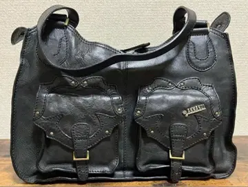 ANNA SUI 블랙 올 가죽 숄더 숄더 백