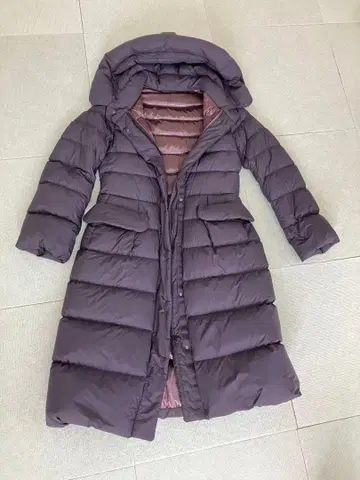 UNIQLO 유니클로 질 샌더 퍼플 그레이 후드 부착 다운 코트