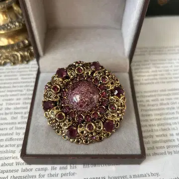 W,GERMANY 서독일제 앤티크 브로치 원형 자수정