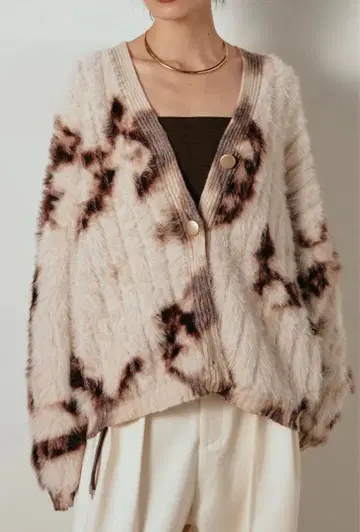 타이다이 패턴 샤기 니트 가디건 커피/esica 같은 형태