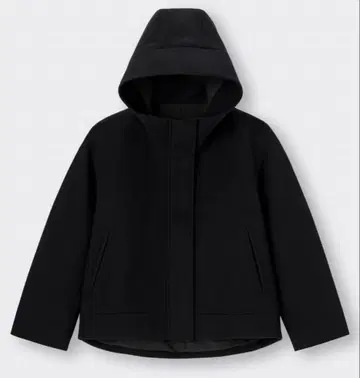 GU 지유 코지 멜톤 숏 후디 코트 블랙