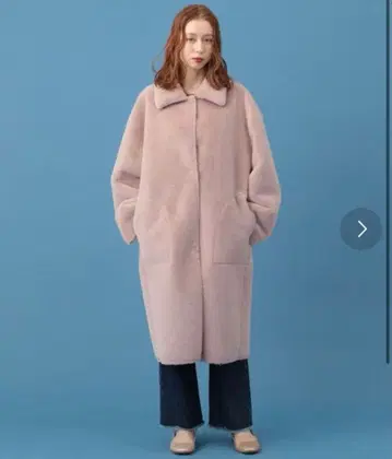 핑크 무스탕 코트 가죽 안감 부착