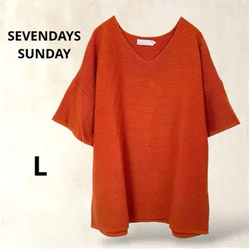 [세븐데이즈선데이] 반팔 니트 L 브라운 계열 V넥 무지 캐주얼