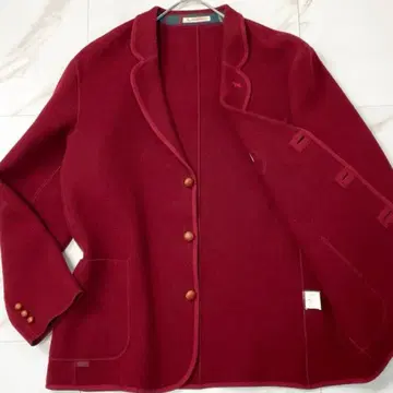 [컨디션 최상 L 사이즈] 파파스 니트 테일러드 자켓 싸개 버튼 보르도