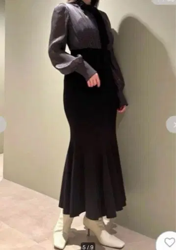 FRAY I.D 머메이드 니트 콤비 원피스