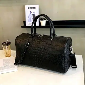 새상품 보스턴 백 여행 가방 대용량 남성용 PU 가죽 크로커다일 패턴