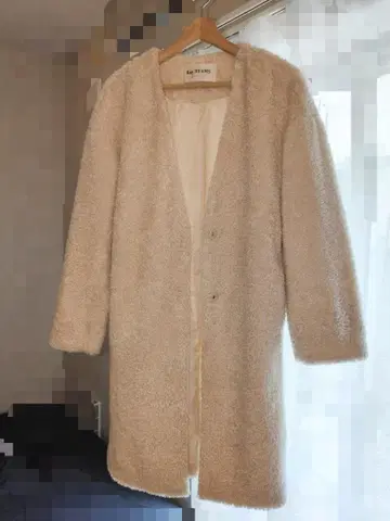 Ray BEAMS 플리스 롱 코트 크림색