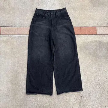 구제 의류 배기 데님 90s 초와이드 블랙 데님 y2k