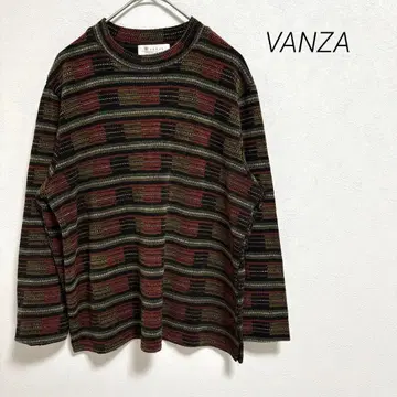 VANZA 긴팔 니트 보더 멀티 컬러 사이드 슬릿 한국제