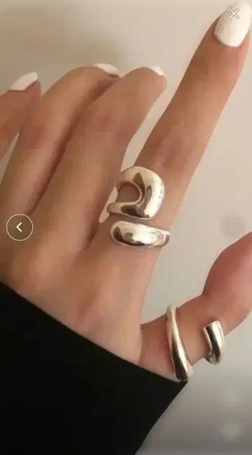 Forcement 아티스틱 웨이브 오픈 링 2개 세트