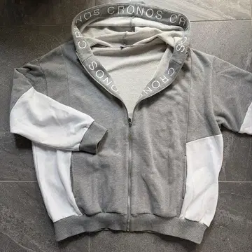 CRONOS 풀 지퍼 후디 그레이/화이트