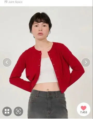 TINA:JOJUN 오가닉 코튼 버터플라이 버튼 가디건 빨간색