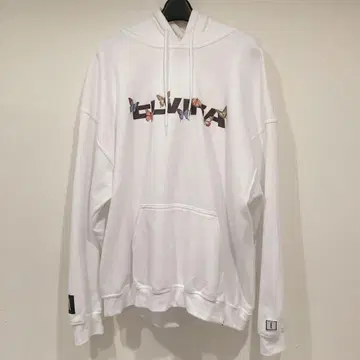 ELVIRA 엘비라 후드티 후디 화이트 블랙 라인 XL