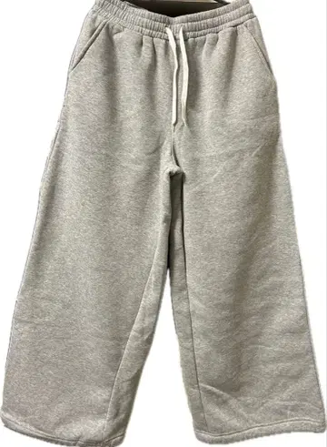 그레이 맨투맨 와이드 팬츠 드로 코드 포함