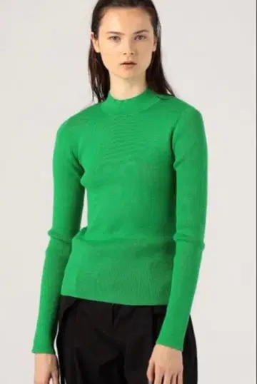 CARVEN 코튼 캐시미어 리브 니트 그린