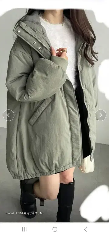 오버 사이즈 후디 충전솜 다운 코트