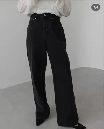 Na.e 와이드 루즈 진 블랙 나에 S 롱 기장