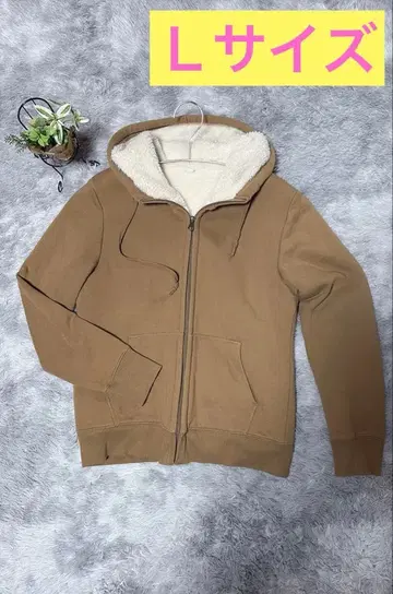 [ 울트라 웜 ] 유니클로 보아 후드티 남녀 공용 L 사이즈 브라운