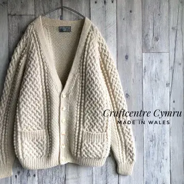 영국제 Craftcentre Cymru 아란 니트 가디건 두꺼운 원단