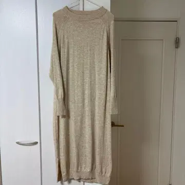 베이지 롱 니트 원피스 M-L