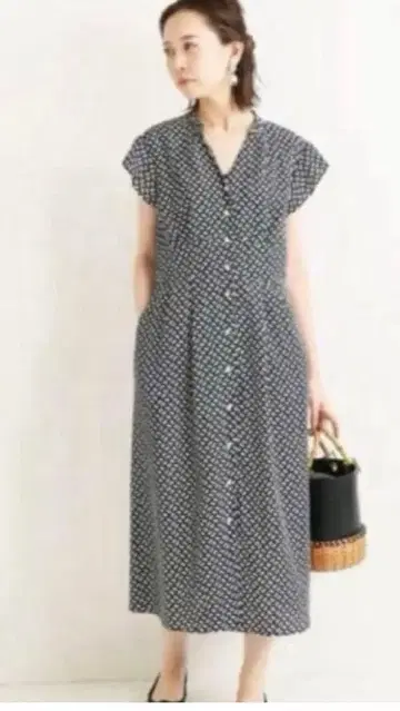 IENA 페더 프린트 원피스 S 새상품급