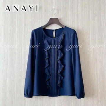 [ 903 ] 아나이 조젯 프릴 턱 블라우스 다크 네이비 38