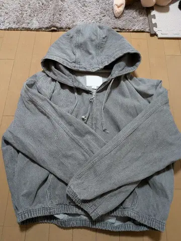 ZARA 후드 부착 데님 그레이 자켓 후디 후드티