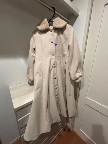 시마무라 아오키 미사코 퍼 카라 부착 베이지 롱 코트