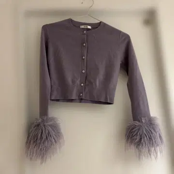 SNIDEL 라벤더 퍼 가디건