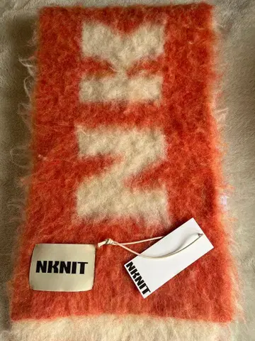[ 미사용 ] NKNIT 오렌지 화이트 머플러