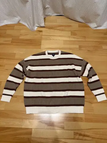 GAP XL 아이보리/브라운 스트라이프 스웨터