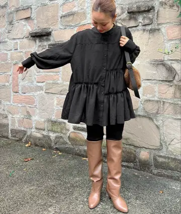 큐어 클로젯 비대칭 개더 튜닉 원피스