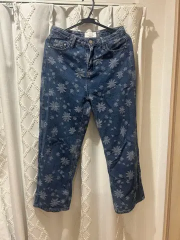 lanan 꽃무늬 데님 플레어 팬츠