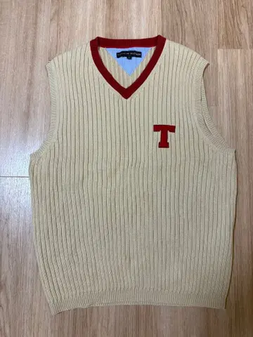 중고품 Tommy Hilfiger 베이지 V넥 베스트