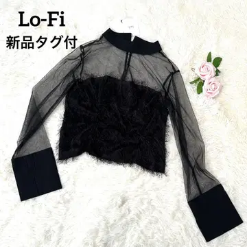 [택 포함 새상품] Lo-Fi 로파이 시스루 블라우스 블랙 샤기