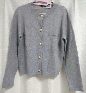 PLST 레이온 블렌드 펄 버튼 가디건