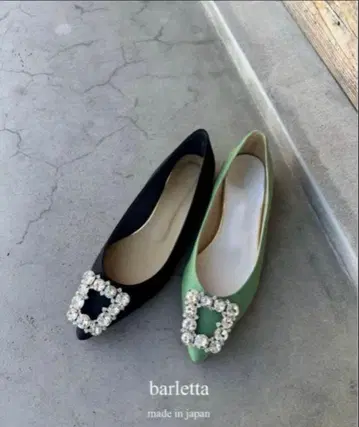 플랫슈즈 펌프스 그린 비쥬