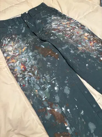 페인터 팬츠 그린 페인트