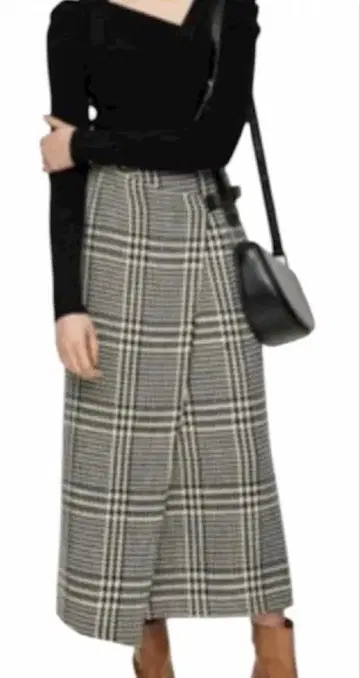 SLY 타이트 스커트 랩스커트 롱 기장 하운드투스 체크 패턴 M 사이즈