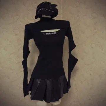 헤이세이 갸루 블랙 긴팔 스웨터 Y2K