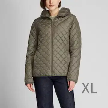 [ 미사용 ] 유니클로 퀼팅 보아 후드티 올리브 XL