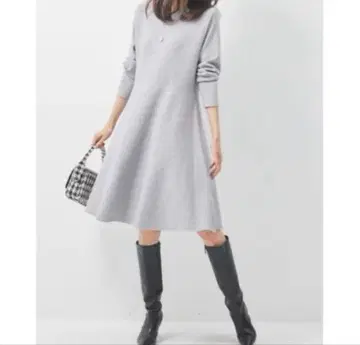 [ M.deux ] 그레이 니트 원피스 A라인 긴팔