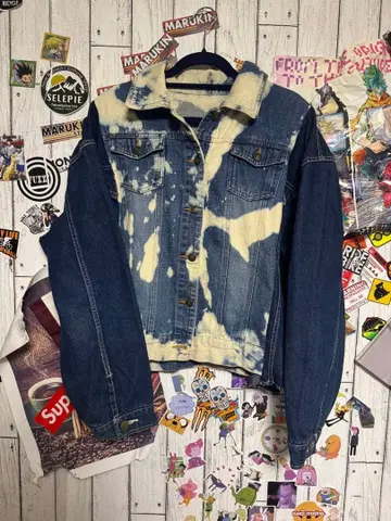 리메이크 데님 자켓 블리치 염색