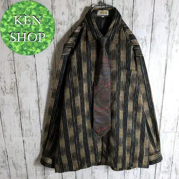 넥타이 셔츠 블랙 브라운 스트라이프 보태니컬 무늬 빈티지 구제 의류