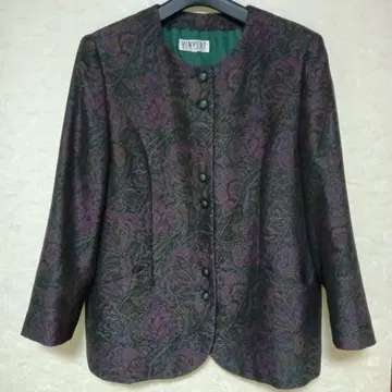 VINVERT 노카라 자카드 자켓 15호 울 100%