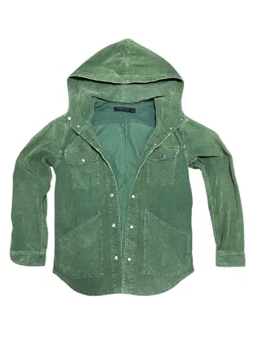 남성용 그린 후드 부착 자켓