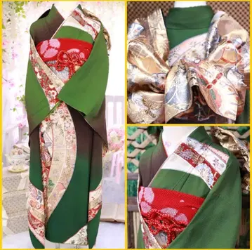 그린과 브라운의 그라데이션 후쿠로 오비와의 2세트