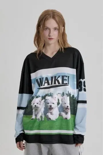 WaiKei 말티즈 아카이브 메쉬 저지 긴팔 티셔츠