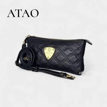 [ 새상품급 ] ATAO 아타오 부부 퀼팅 지갑 숄더 블랙 가죽