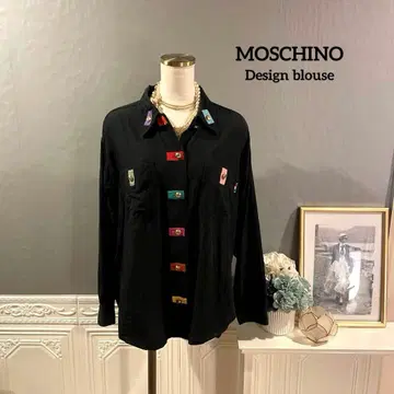 [ 3만 엔 ] MOSCHINO 멀티 컬러 디자인 골드 버튼 블라우스